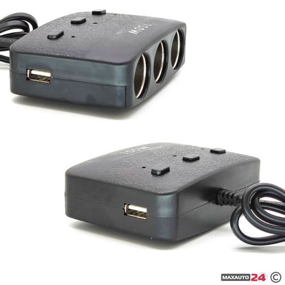 Разклонител за запалка 3-ка + 2 USB 1636