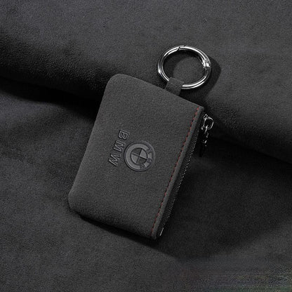 Кожен калъф за ключ Алкантара