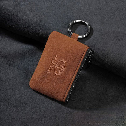 Кожен калъф за ключ Алкантара