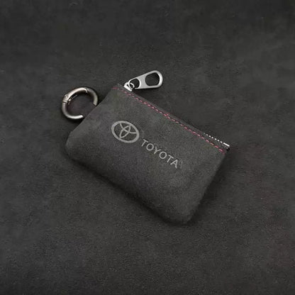 Кожен калъф за ключ Алкантара