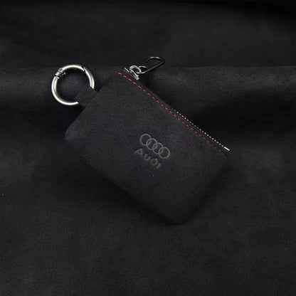 Кожен калъф за ключ Алкантара