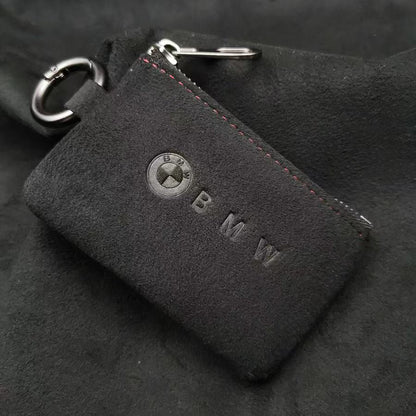 Кожен калъф за ключ Алкантара