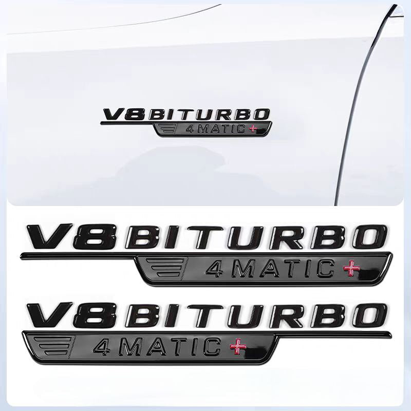 Емблеми V8 BITURBO 4MATIC BLACK 2 бр.