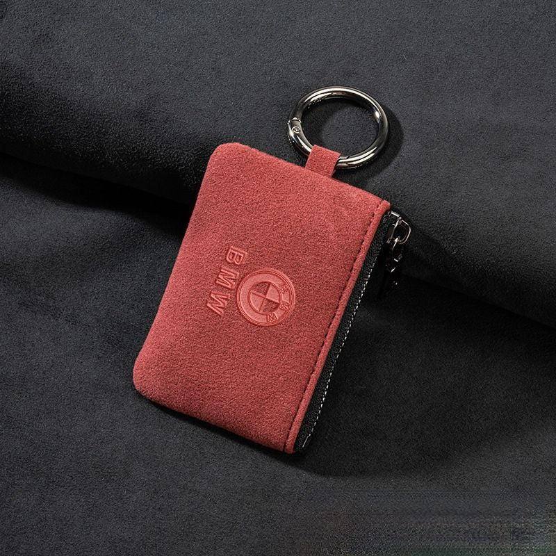 Кожен калъф за ключ Алкантара