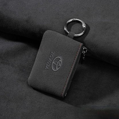 Кожен калъф за ключ Алкантара