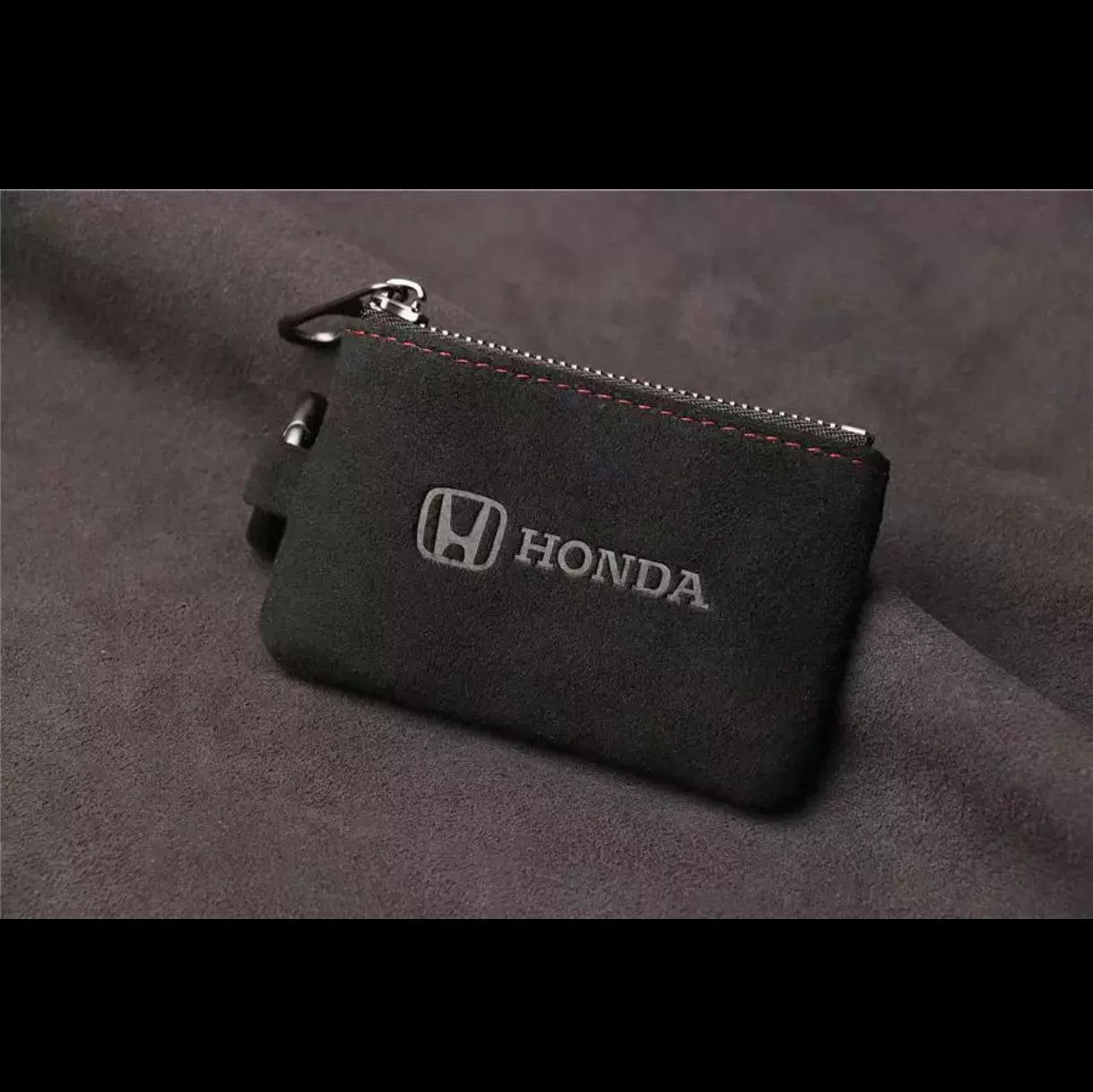 Кожен калъф за ключ Алкантара