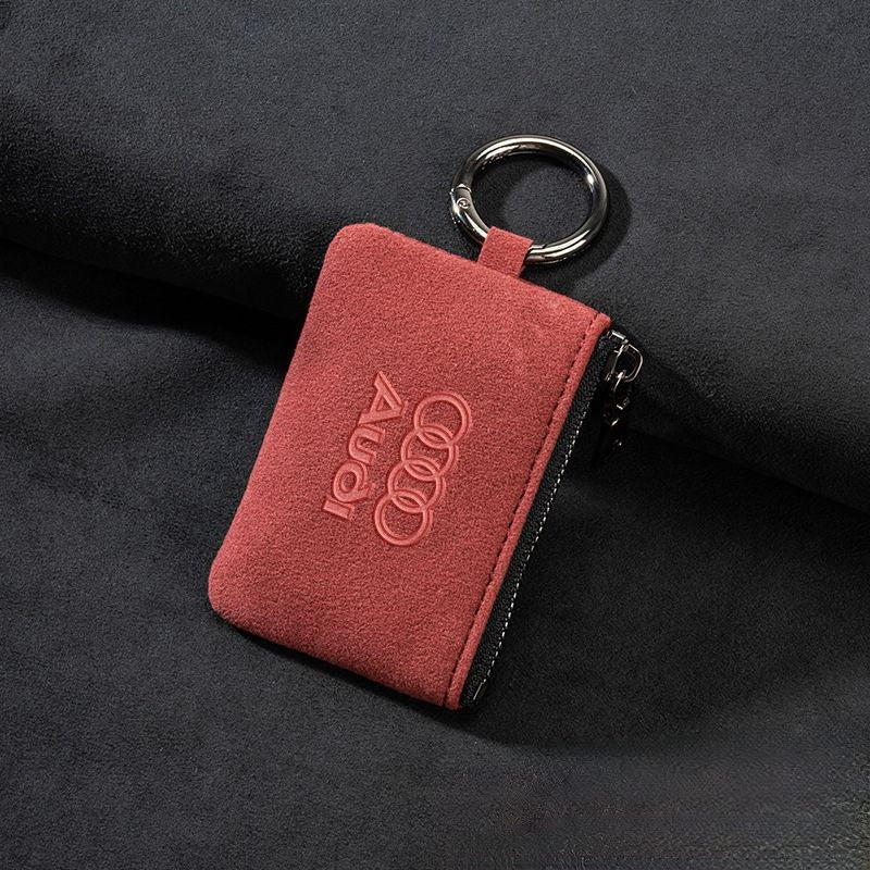 Кожен калъф за ключ Алкантара