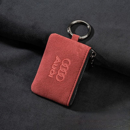 Кожен калъф за ключ Алкантара