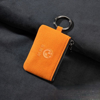 Кожен калъф за ключ Алкантара