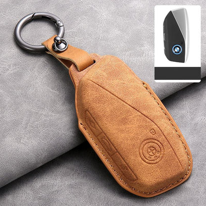 Кожен калъф за ключ Алкантара