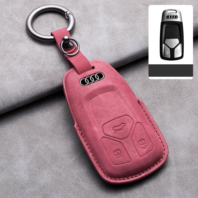 Кожен калъф за ключ Алкантара