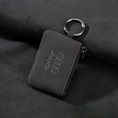 Кожен калъф за ключ Алкантара