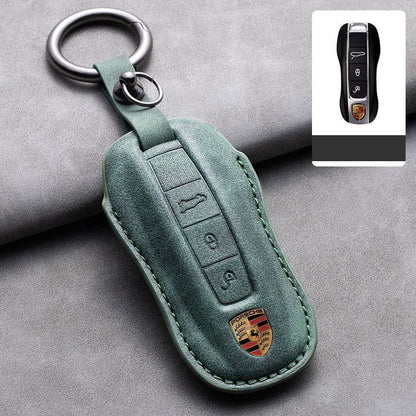 Кожен калъф за ключ Алкантара