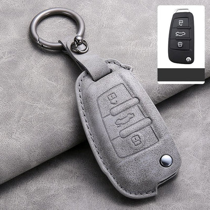 Кожен калъф за ключ Алкантара