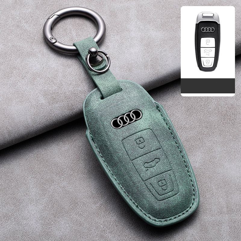 Кожен калъф за ключ Алкантара