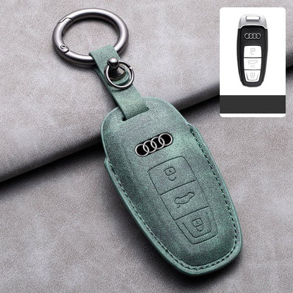 Кожен калъф за ключ Алкантара