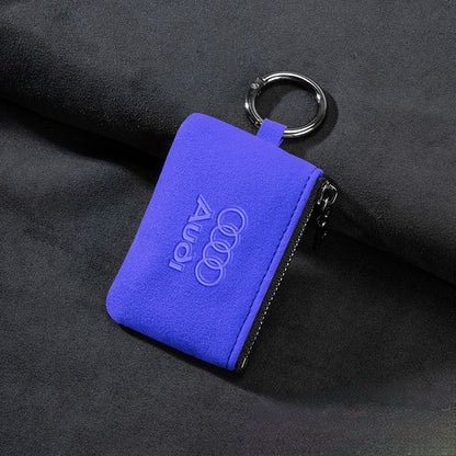 Кожен калъф за ключ Алкантара