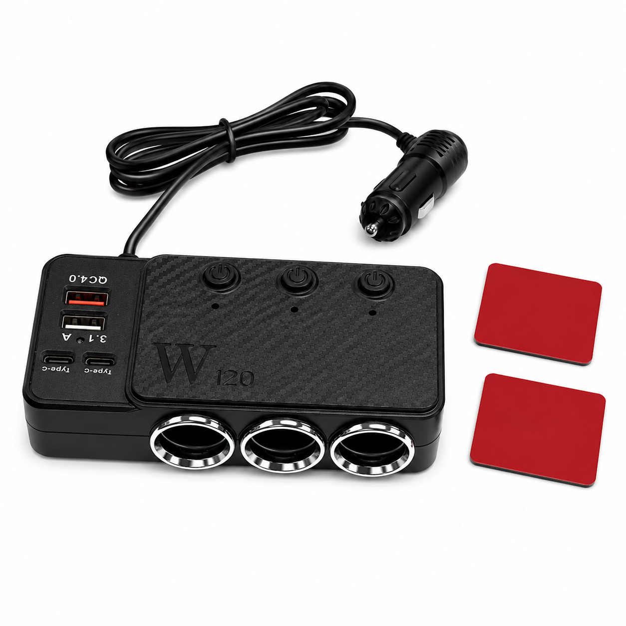 Разклонител за запалка 3 гнезда/Type C/USB PG575