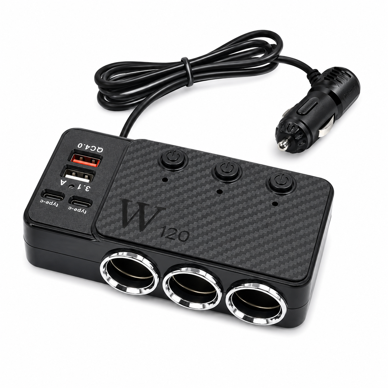Разклонител за запалка 3 гнезда/Type C/USB PG575