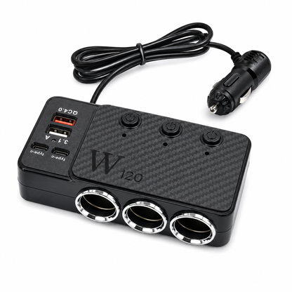 Разклонител за запалка 3 гнезда/Type C/USB PG575