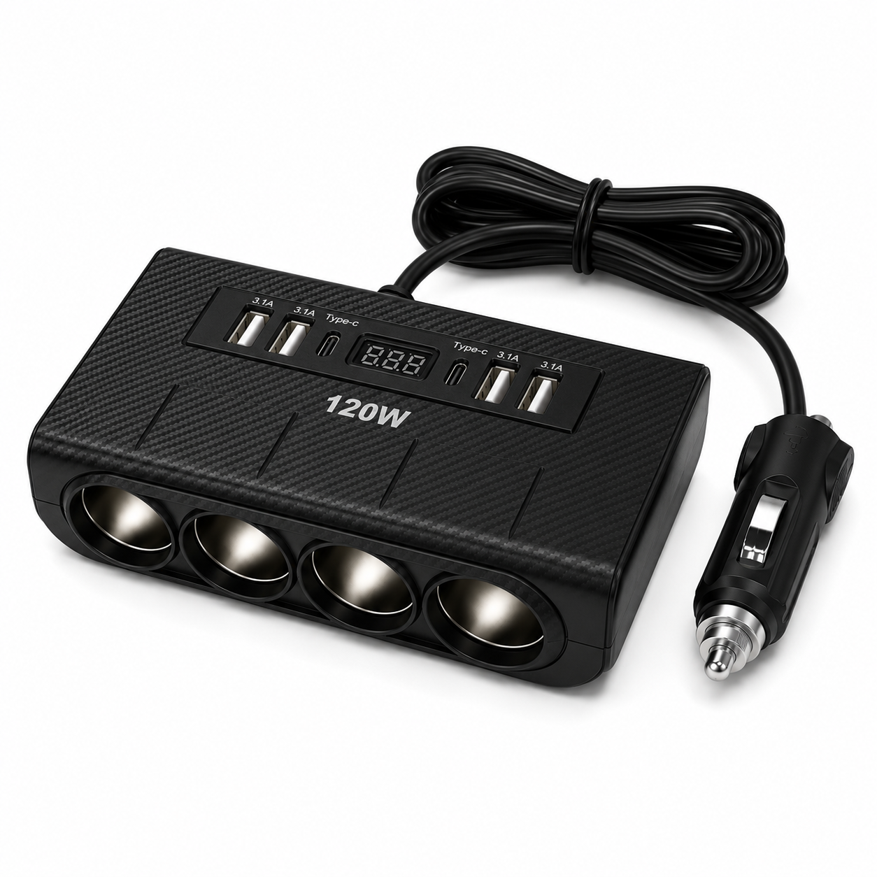 Разклонител за запалка с 4 гнезда, usb + type C 1657