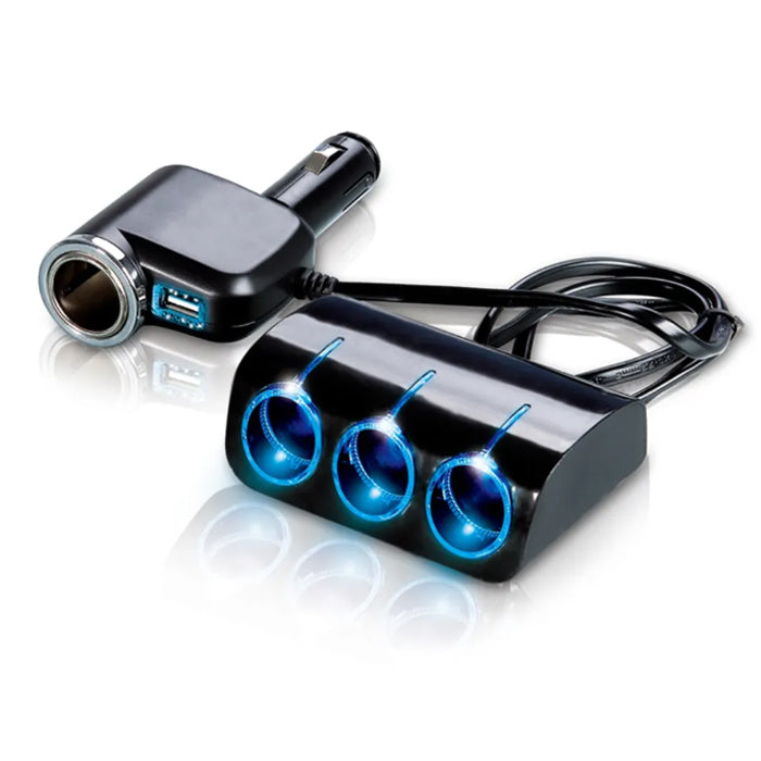 Разклонител за запалка с 4 гнезда и 1 USB - 1528