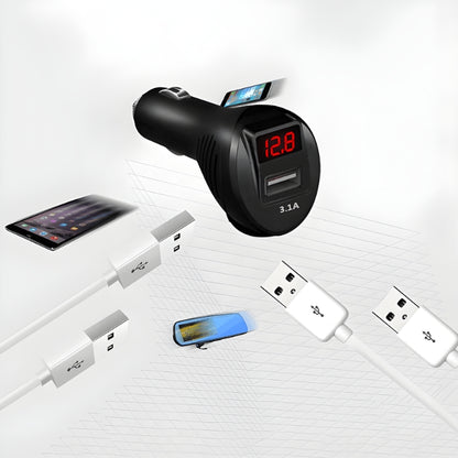 Разклонител за запалка с 2 гнезда, USB порт и волтметър