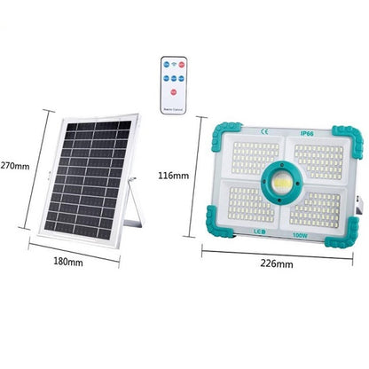 Соларен LED прожектор 100W с външен панел и дистанционно управление